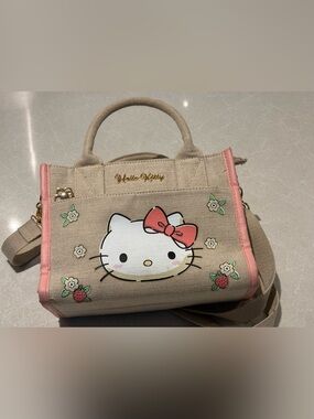 Hello Kitty Primark x Sanrio Linen Blend Canvas Crossbody Mini Tote Bag Purse